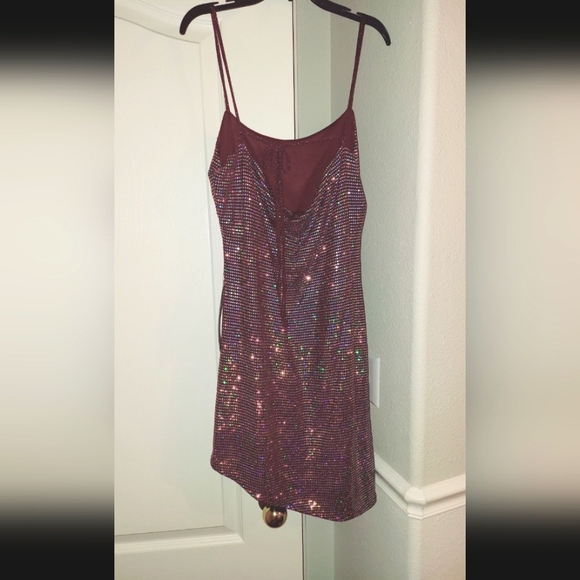 NWT, City Studio Sequined Cowl Back Bodycon Mini Dress (M) - Picture 2 of 3